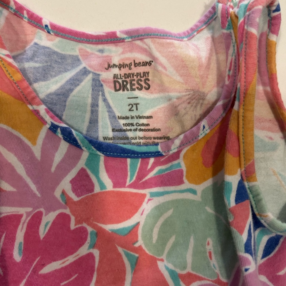 Jumping Beans Vibrant Floral Dress - Pink, Blue, Green
